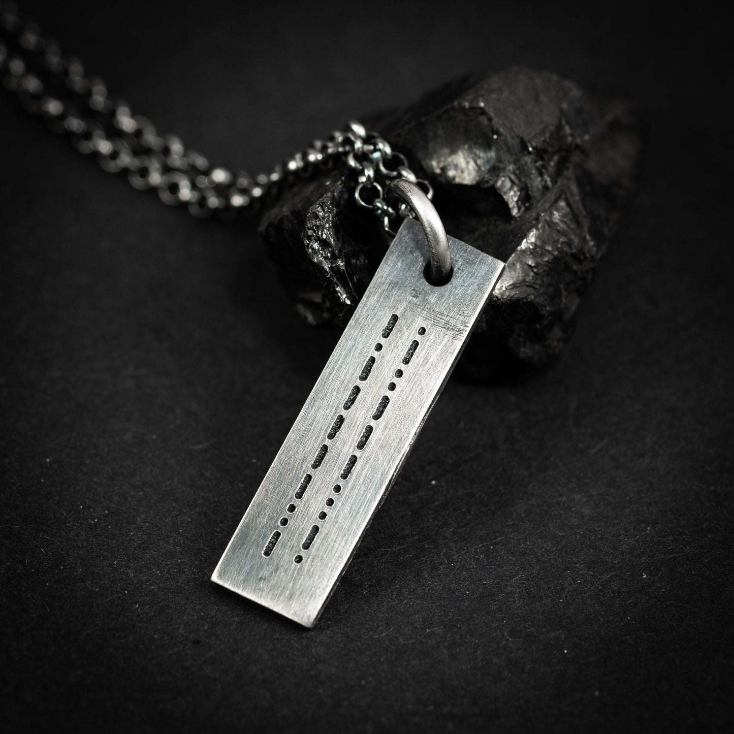 Morse Code necklace, engraved personalized custom pendant, handmade Jewelry, Mens minimalist gift for him, gift for men, unique gifts