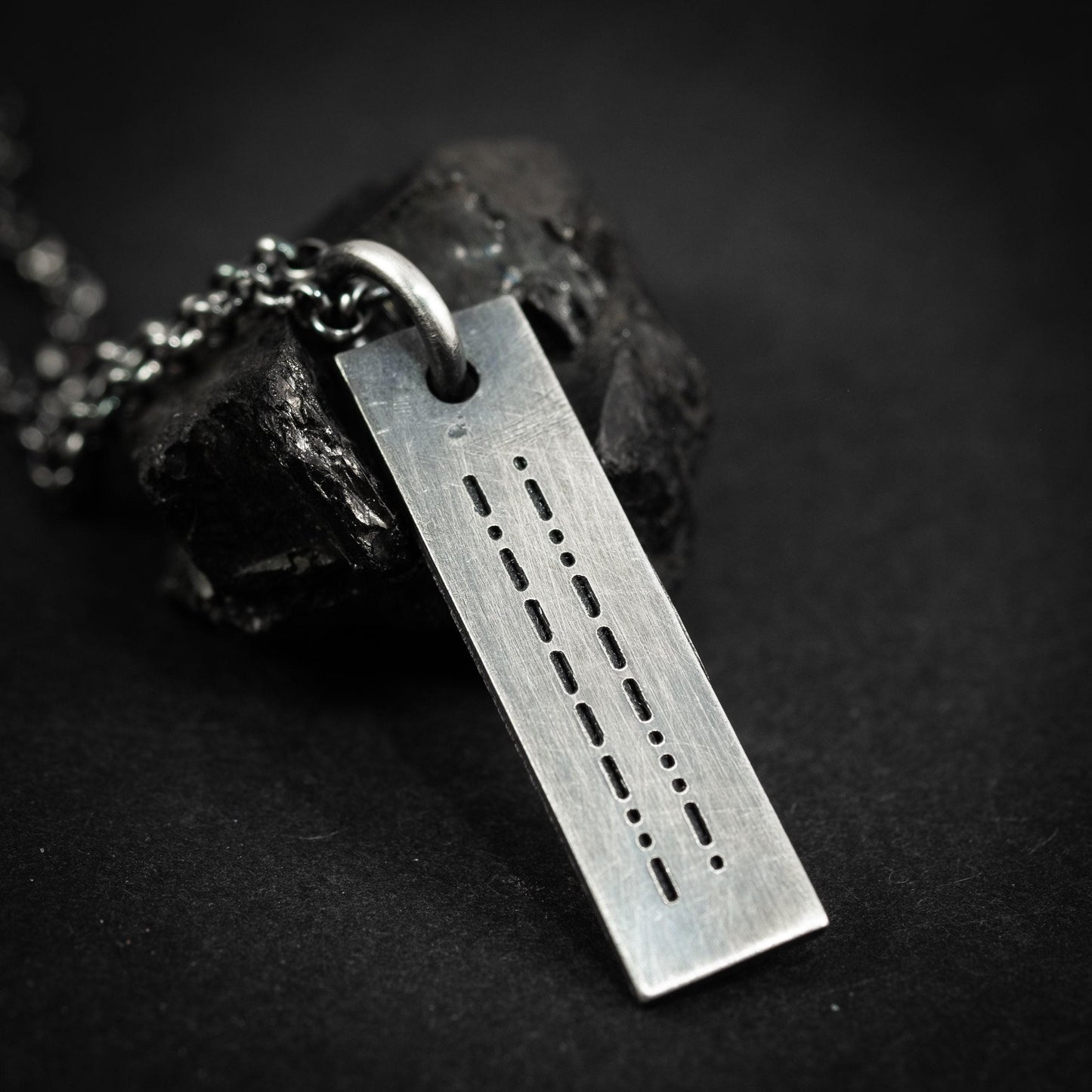 Morse Code necklace, engraved personalized custom pendant, handmade Jewelry, Mens minimalist gift for him, gift for men, unique gifts