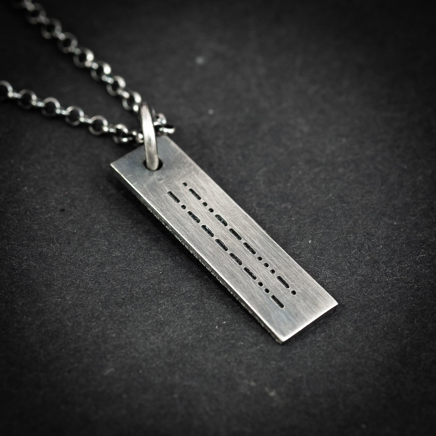 Morse Code necklace, engraved personalized custom pendant, handmade Jewelry, Mens minimalist gift for him, gift for men, unique gifts
