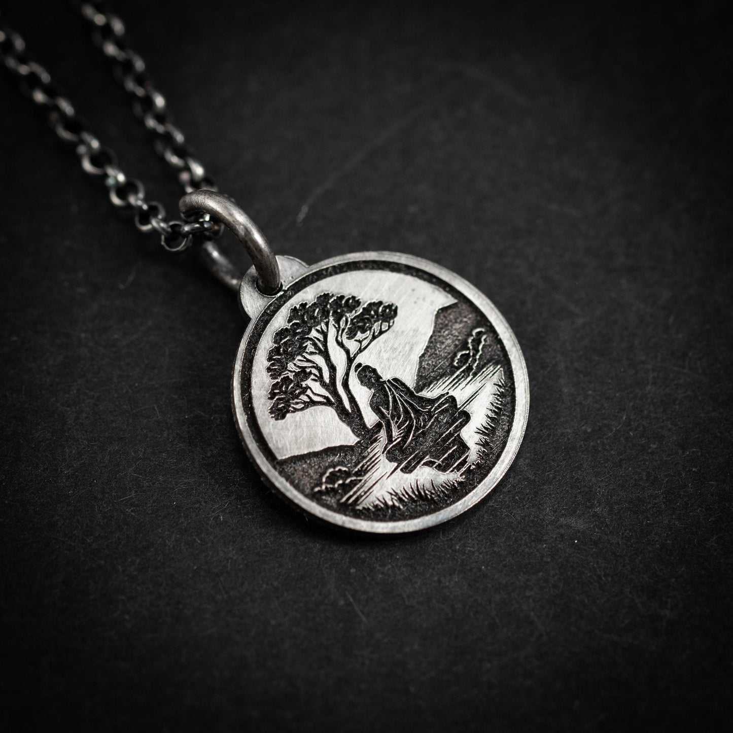 Buddha Meditation silver pendant necklace, Buddhist yoga handmade spiritual jewelry, Mindfulnes gift for him, mens necklace, Anxiety relief