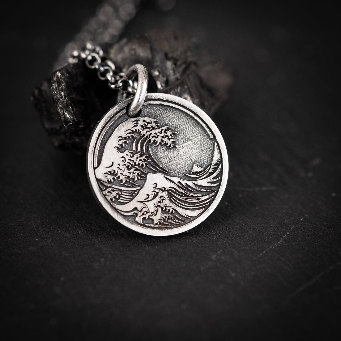 Sterling silver Ocean Wave Pendant Necklace, mens Wave Necklace, Beach Jewelry, Surfing Necklace, Ocean Lover Gift, Tsunami Necklace