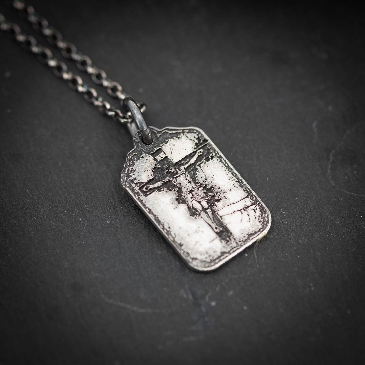 Crucified Jesus Silver Mens Christian necklace, Strength pendant necklace, Christian gifts, Handmade jewelry, Boyfriend gift, Husband gift