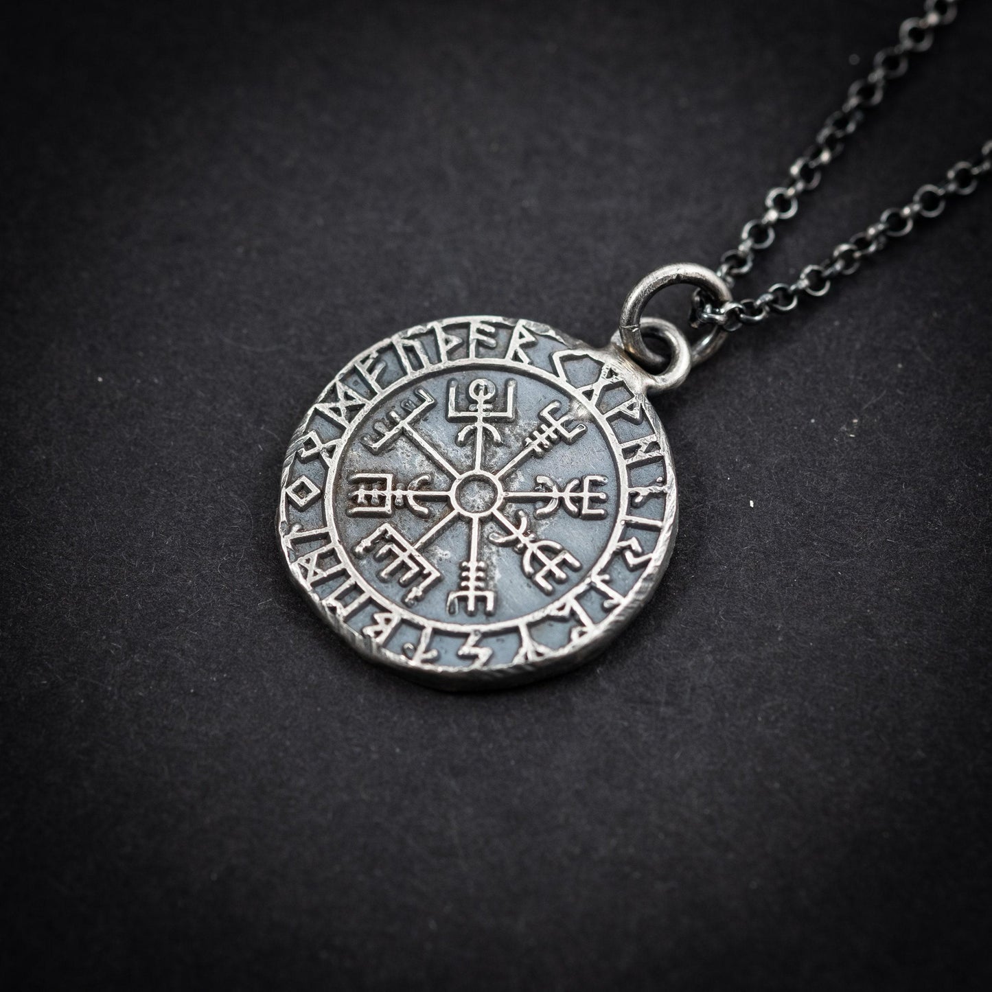 Silver Vegvisir Viking mens pendant necklace, Silver norse jewelry, Viking compass, Rune necklace for men, mens gift, norse mythology