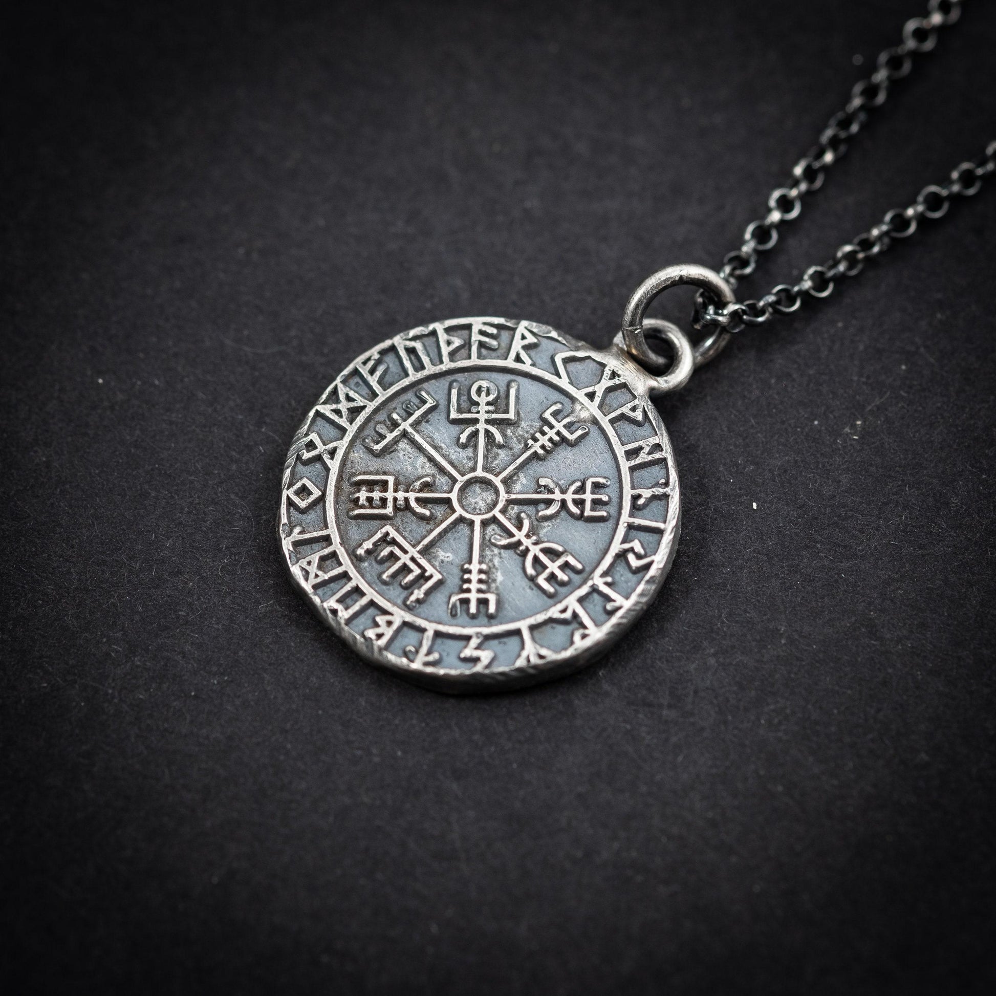 Silver Vegvisir Viking mens pendant necklace, Silver norse jewelry, Viking compass, Rune necklace for men, mens gift, norse mythology