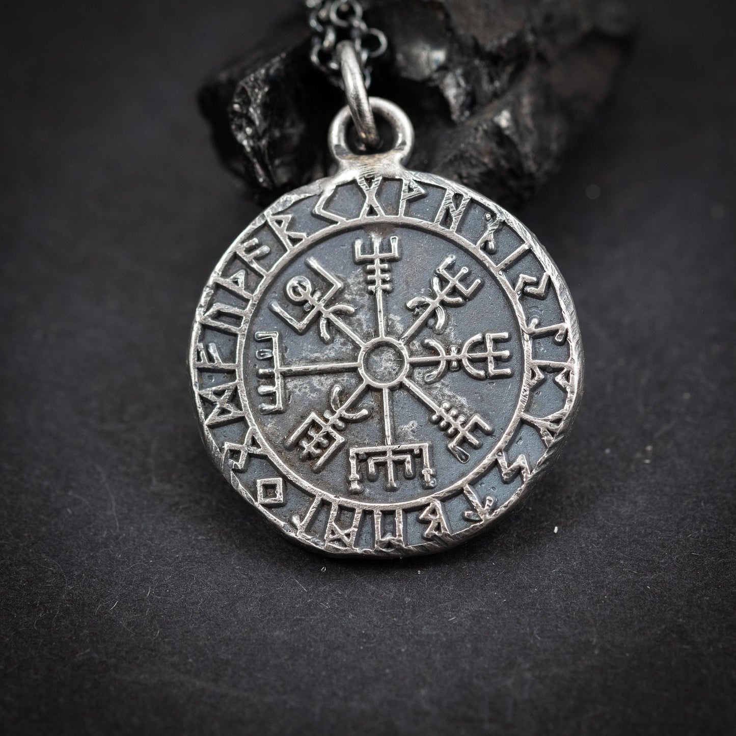 Silver Vegvisir Viking mens pendant necklace, Silver norse jewelry, Viking compass, Rune necklace for men, mens gift, norse mythology