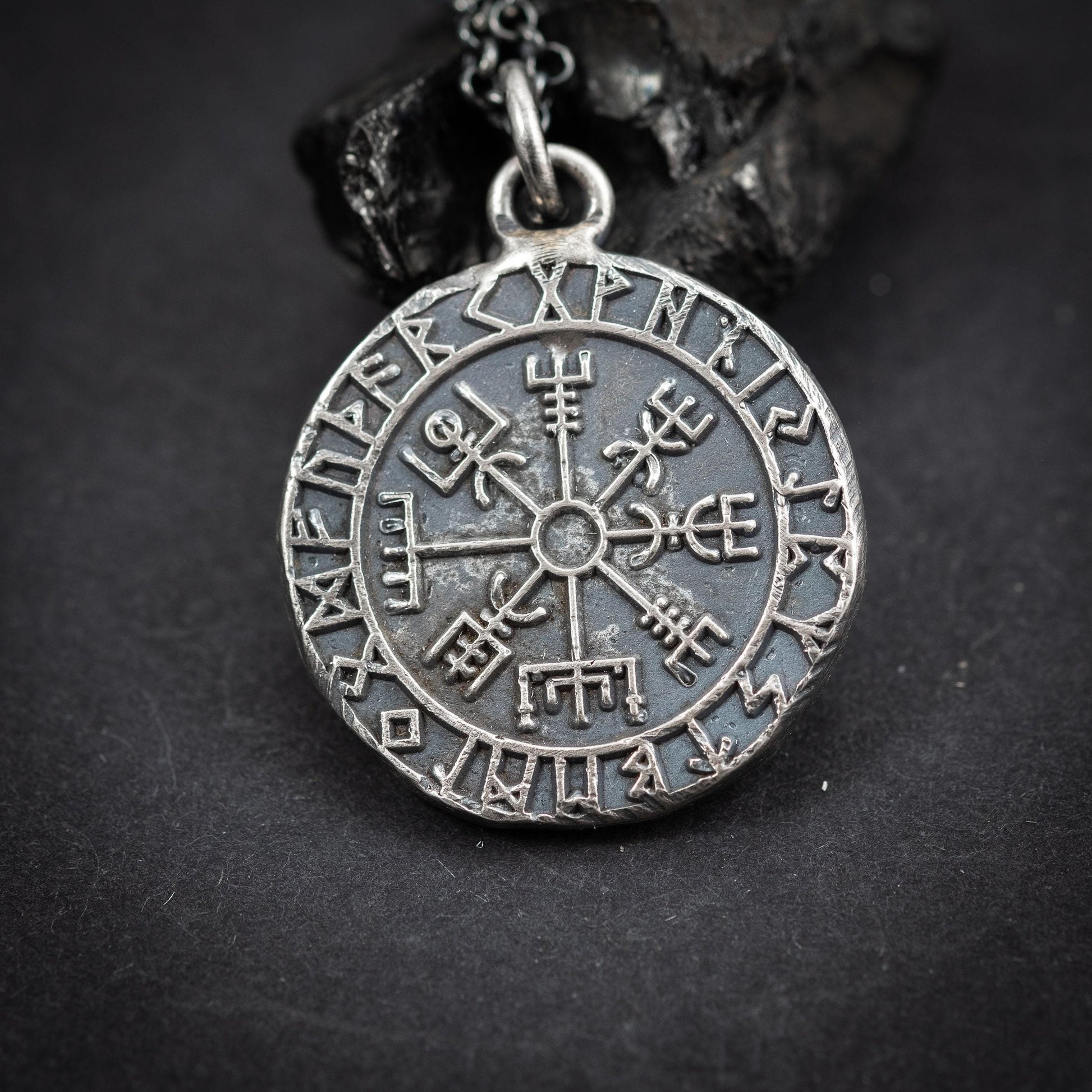 Silver Vegvisir Viking mens pendant necklace, Silver norse jewelry, Viking compass, Rune necklace for men, mens gift, norse mythology