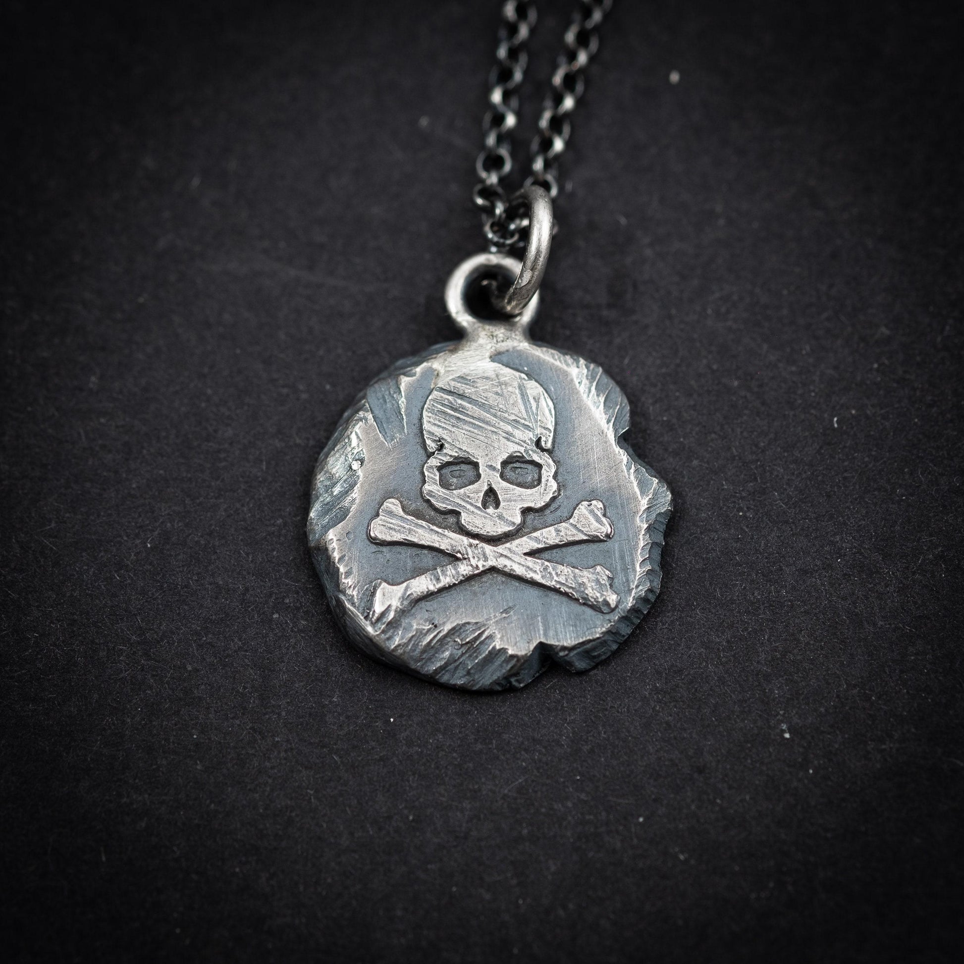 Rustic mens Silver Skull necklace, Memento Mori Oxidized Handmade jewelry, Boyfriend gift, Unique Gift for him, Mens gift, Husbant gift