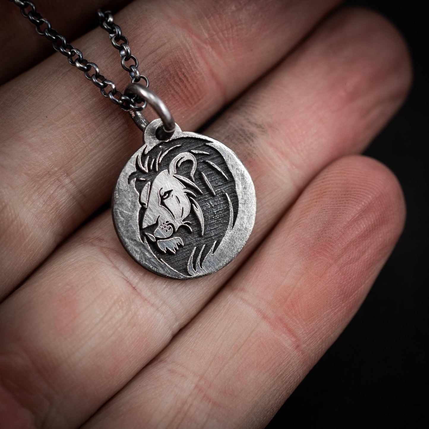 Lion head Silver pendant necklace