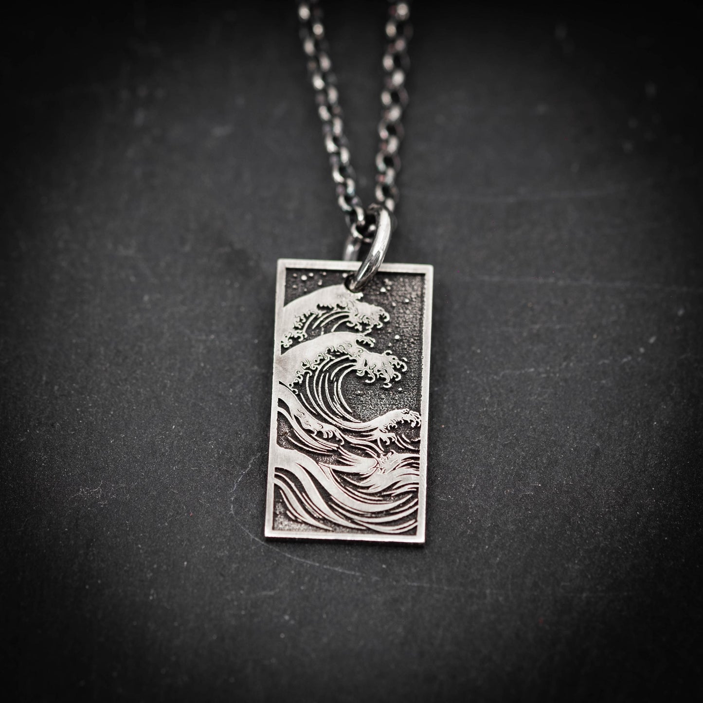 Silver Mens Ocean Wave Pendant Necklace, Men's Wave Necklace, Beach handmade Jewelry, Surfing Necklace, Ocean Lover Gift