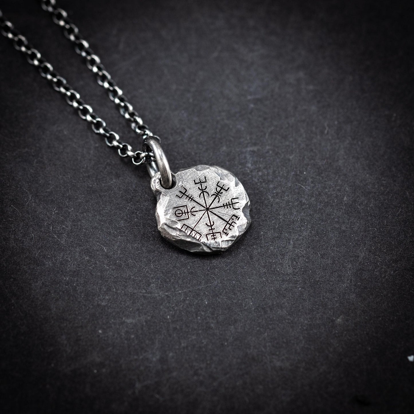 Nordic Mens Viking Compass Silver Vegvisir necklace, Personalized engraved Silver Norse jewelry, Viking compass, norse mythology