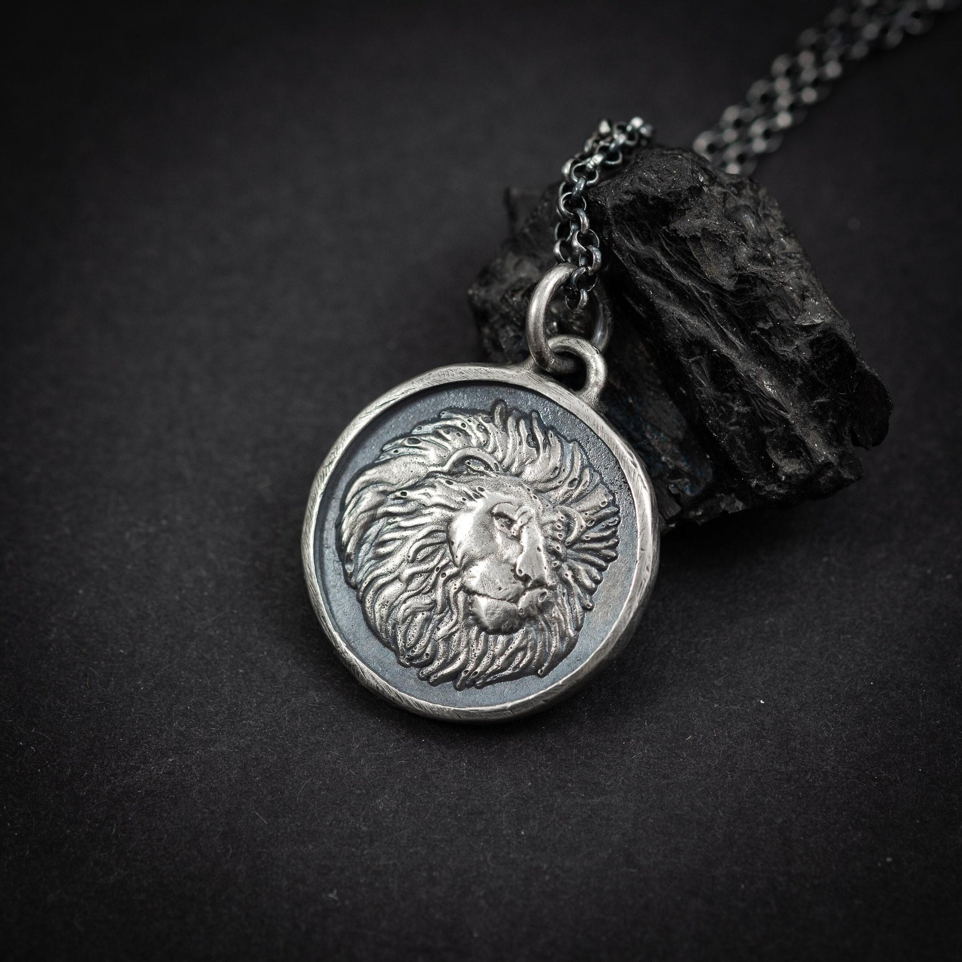 Mens Silver Lion Pendant Necklace, Personalized Lion Necklace, Gift for Leo man, Silver Lion Charm, Gift for Husband, Lion Gift Idea