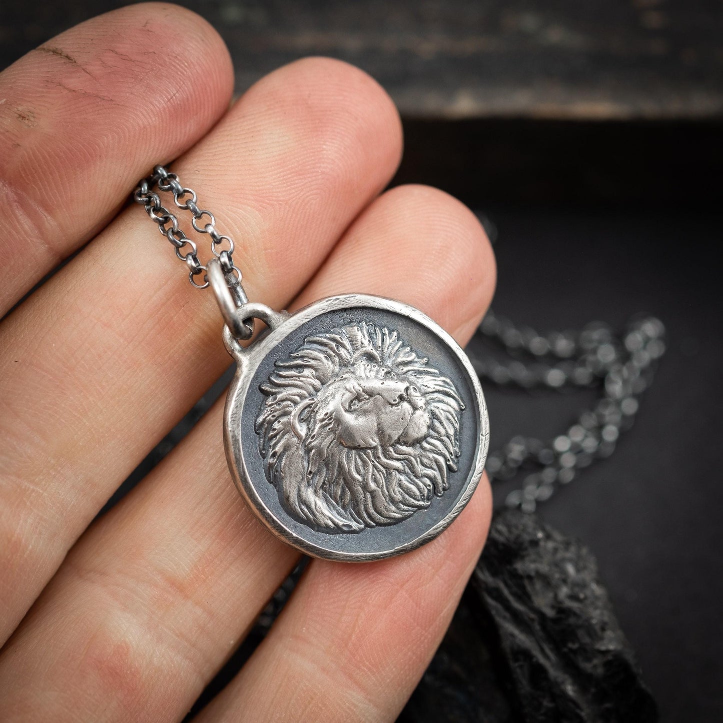 Mens Silver Lion Pendant Necklace, Personalized Lion Necklace, Gift for Leo man, Silver Lion Charm, Gift for Husband, Lion Gift Idea