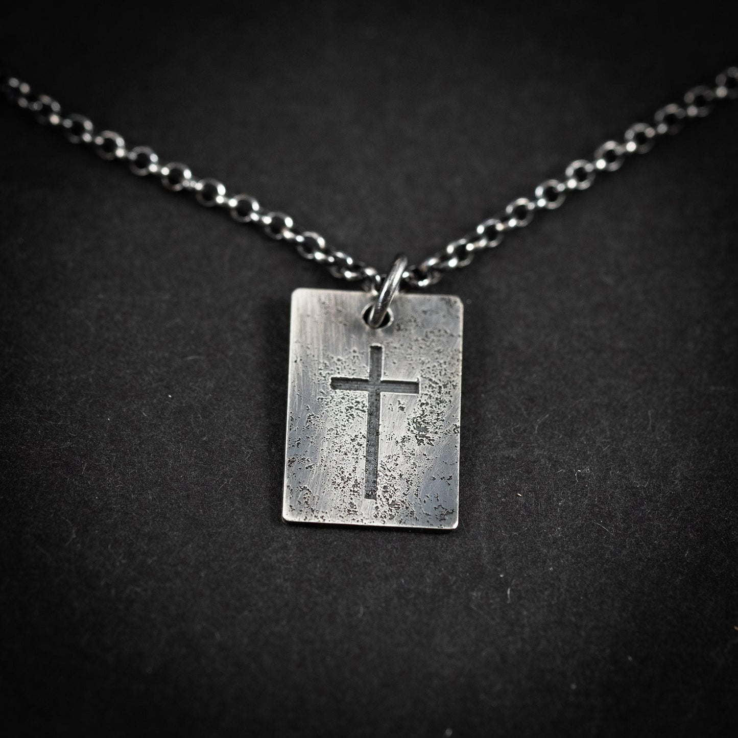 Silver Cross Mens Christian necklace, Christmas gifts, Strength pendant necklace, Christian gifts, Handmade jewelry, Boyfriend gift,