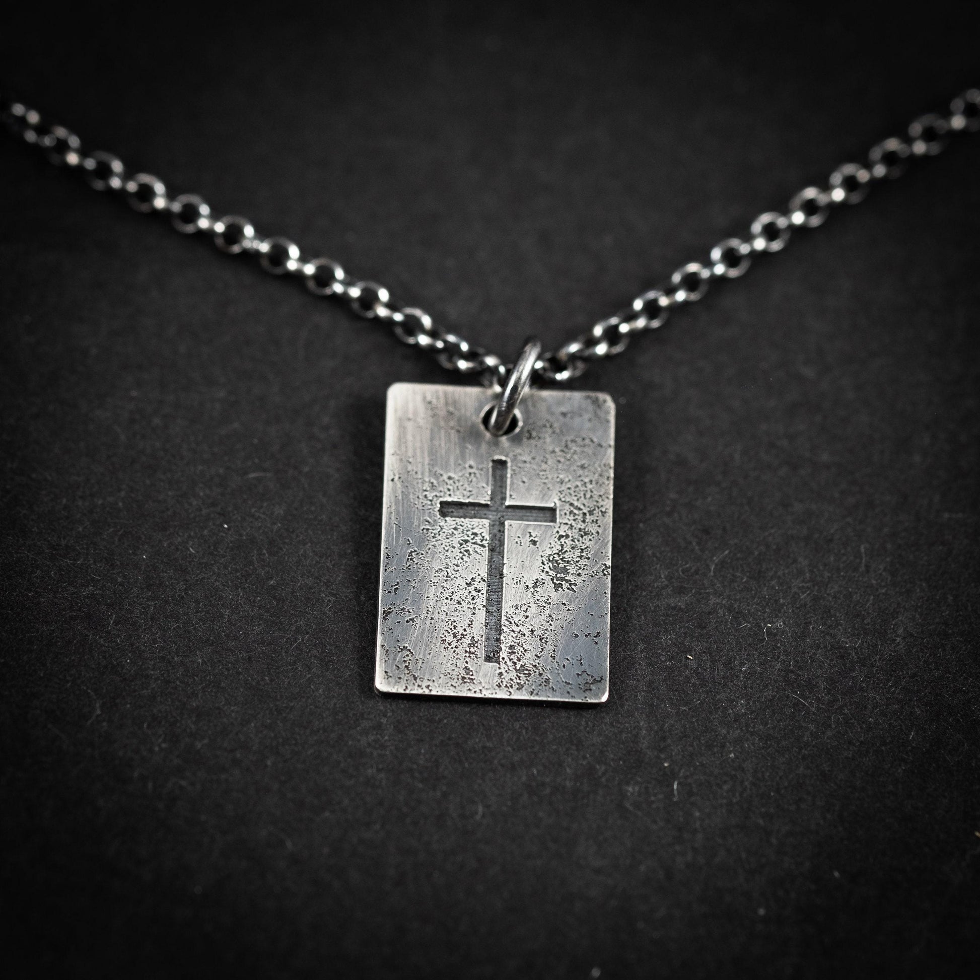 Silver Cross Mens Christian necklace, Christmas gifts, Strength pendant necklace, Christian gifts, Handmade jewelry, Boyfriend gift,