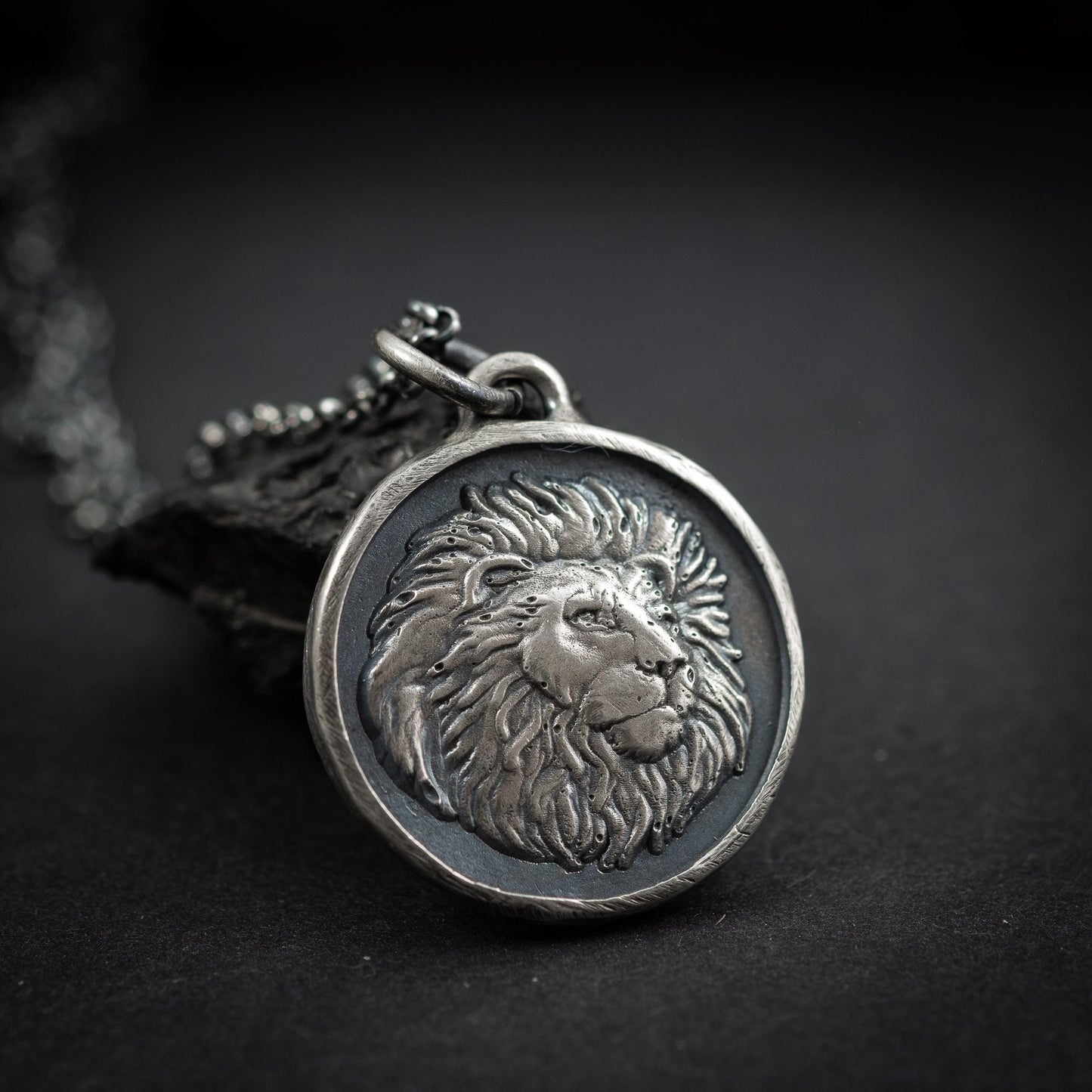 Mens Silver Lion Pendant Necklace, Personalized Lion Necklace, Gift for Leo man, Silver Lion Charm, Gift for Husband, Lion Gift Idea