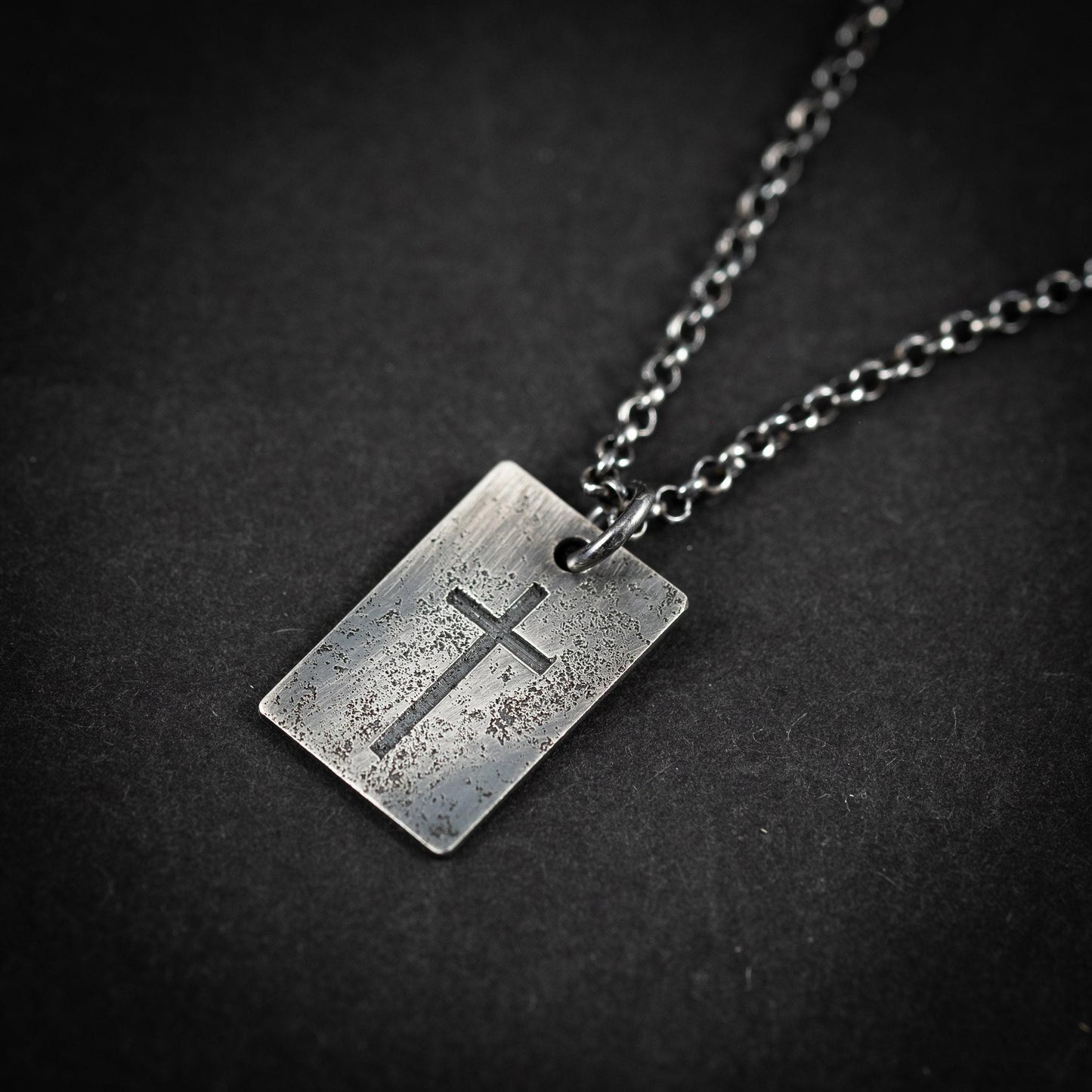 Silver Cross Mens Christian necklace, Christmas gifts, Strength pendant necklace, Christian gifts, Handmade jewelry, Boyfriend gift,