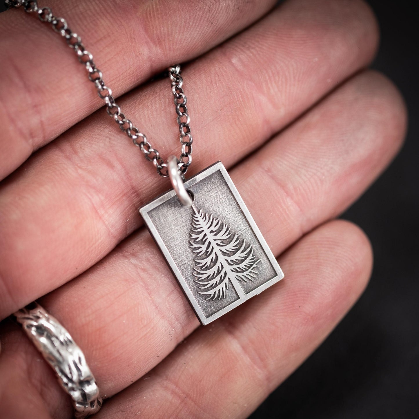 Personalized Silver Pine Tree Pendant Necklace, Engraved Forest Nature Jewelry, Unique Gift for Her or Him