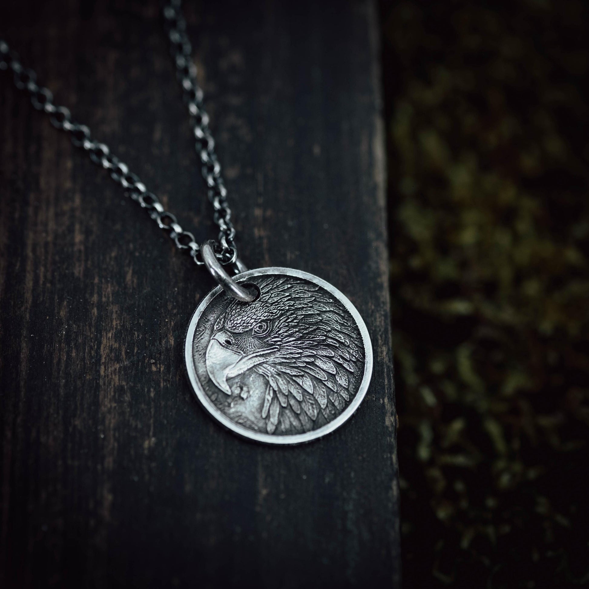Handmade Sterling Silver American Eagle Coin Pendant Necklace