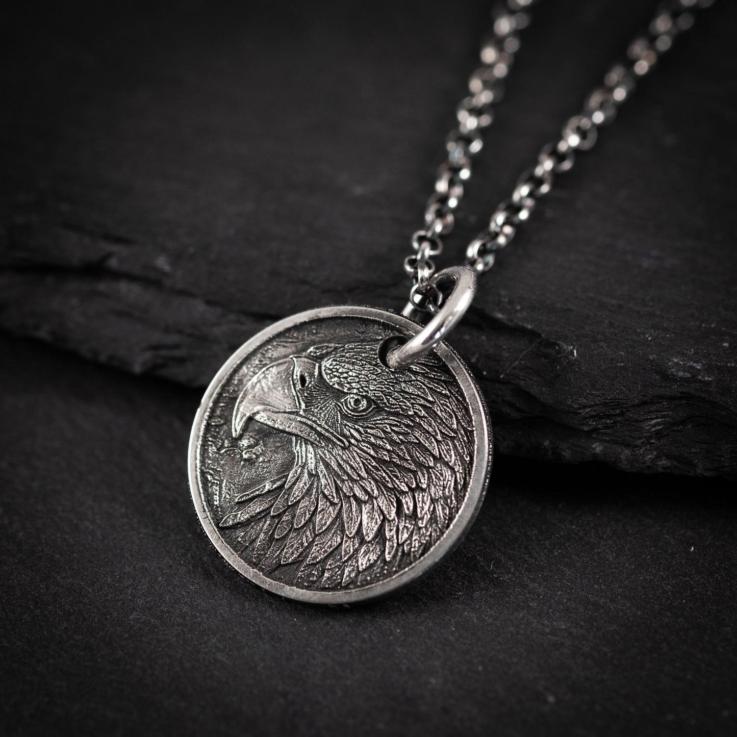 Handmade Sterling Silver American Eagle Coin Pendant Necklace