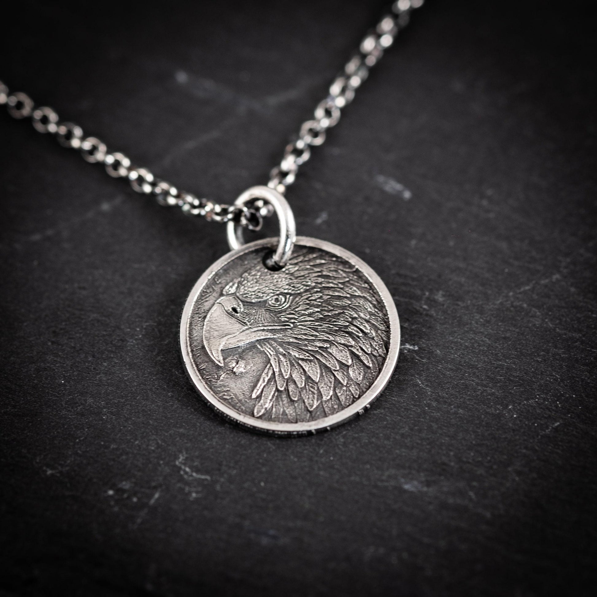 Handmade Sterling Silver American Eagle Coin Pendant Necklace