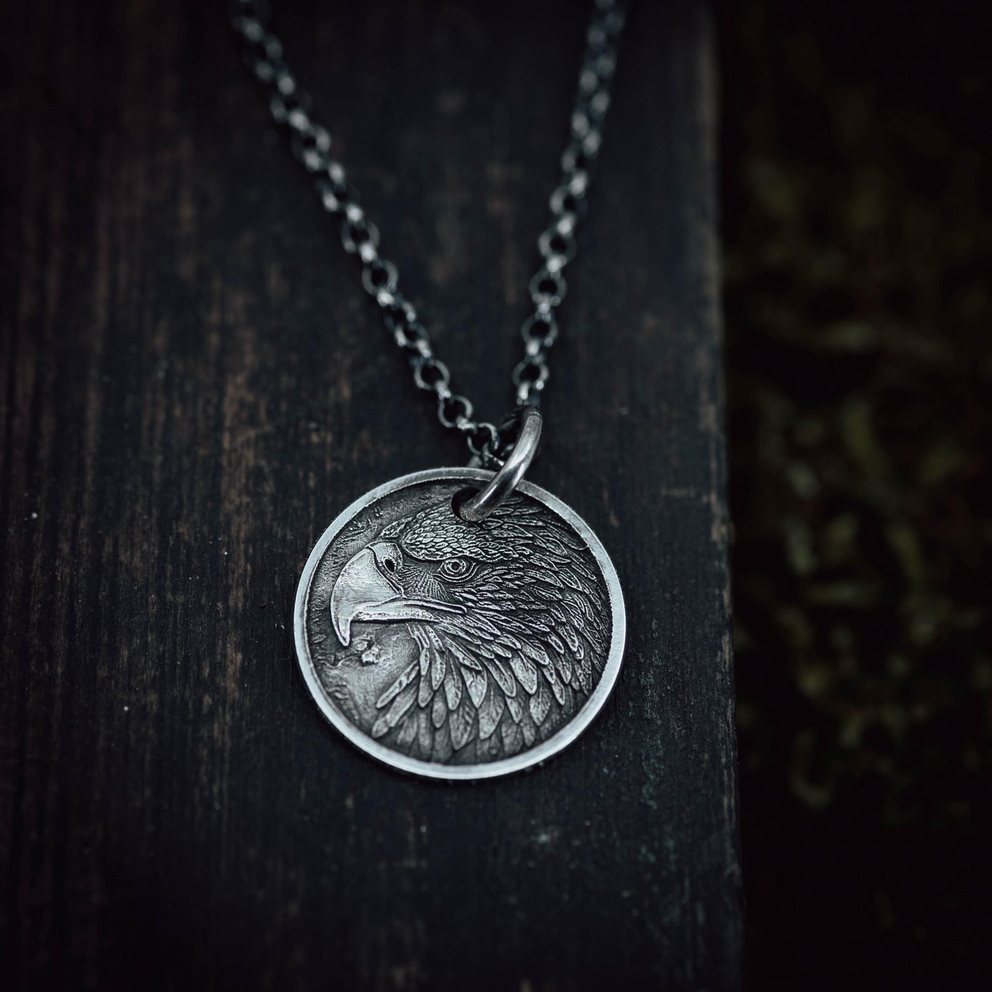 Handmade Sterling Silver American Eagle Coin Pendant Necklace