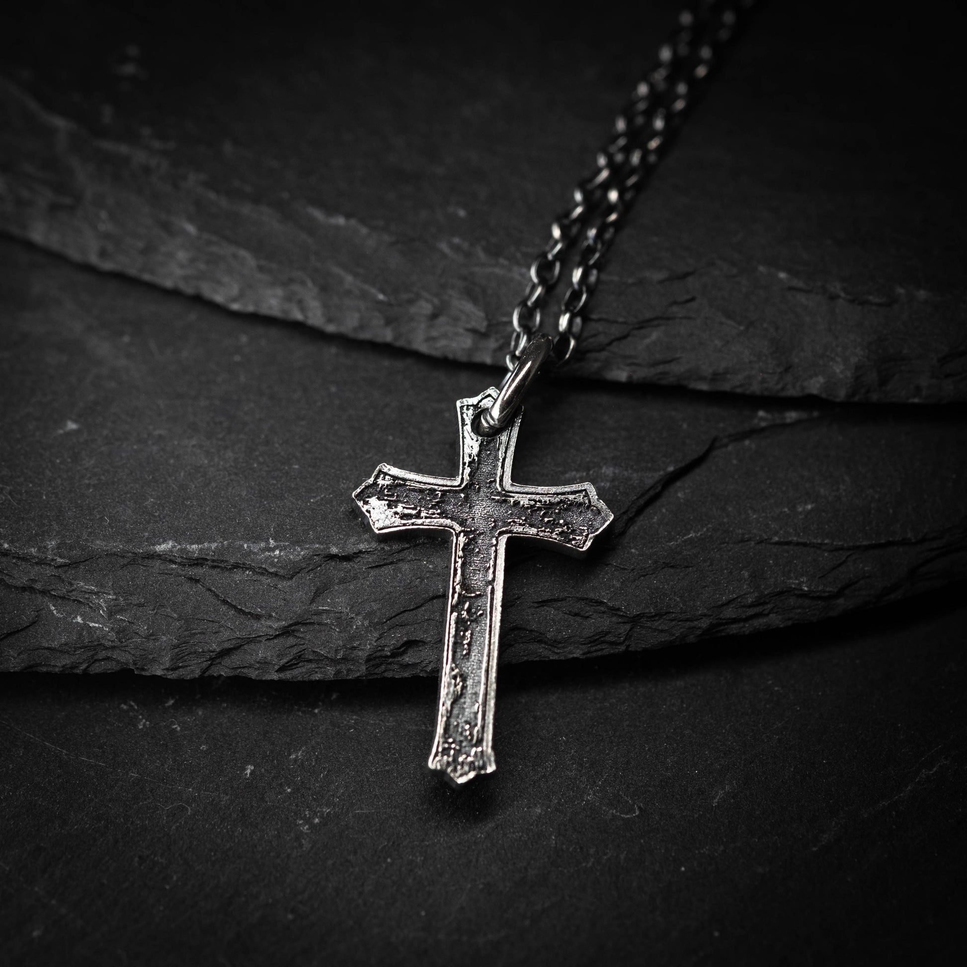 Men’s Silver Cross Necklace – Personalized Handmade Christian Jewelry, Faith Symbol Pendant, Religious Gift for Husband or Boyfriend