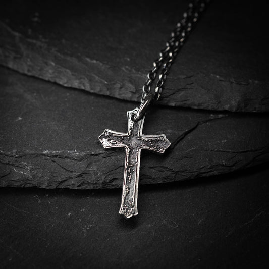 Men’s Silver Cross Necklace – Personalized Handmade Christian Jewelry, Faith Symbol Pendant, Religious Gift for Husband or Boyfriend