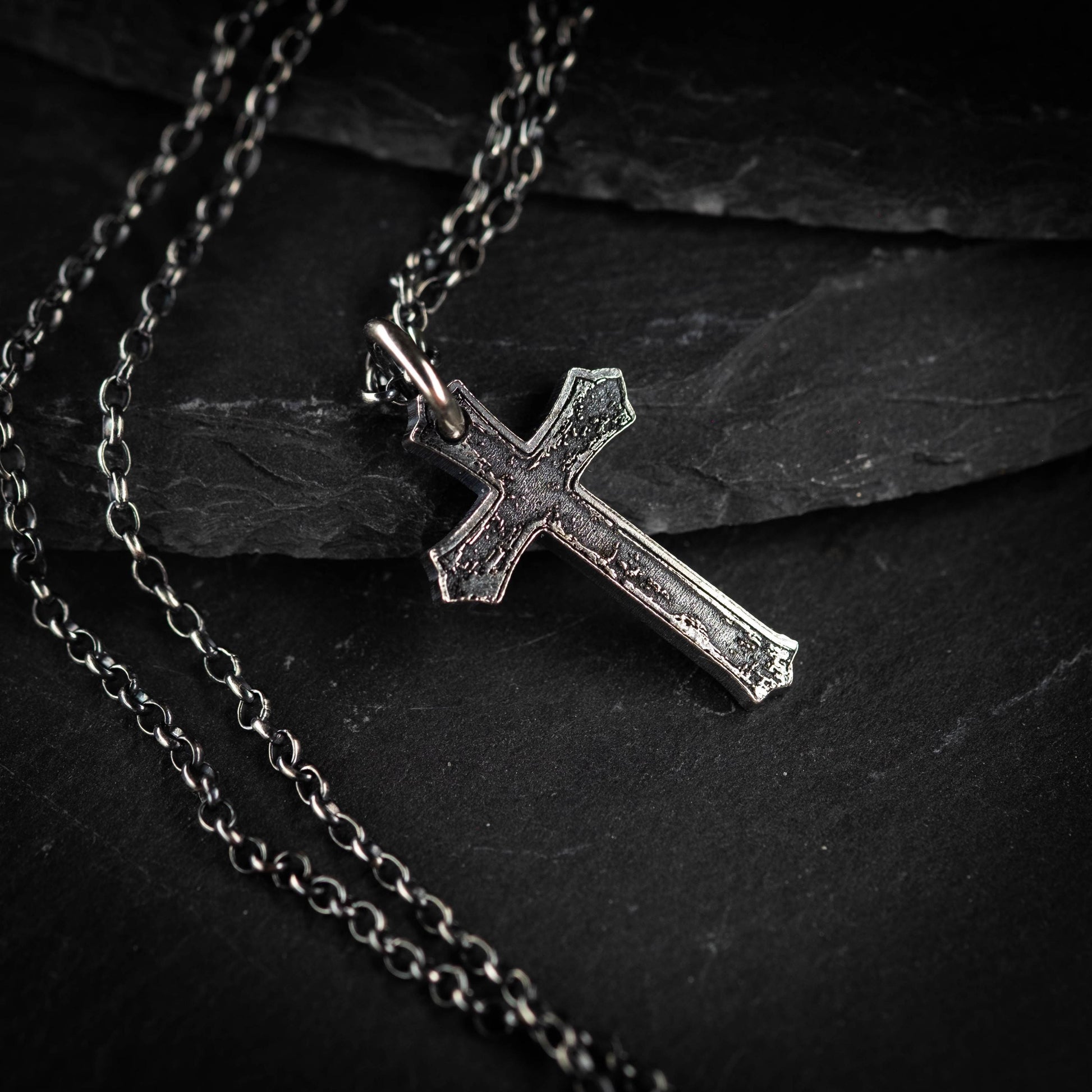 Men’s Silver Cross Necklace – Personalized Handmade Christian Jewelry, Faith Symbol Pendant, Religious Gift for Husband or Boyfriend