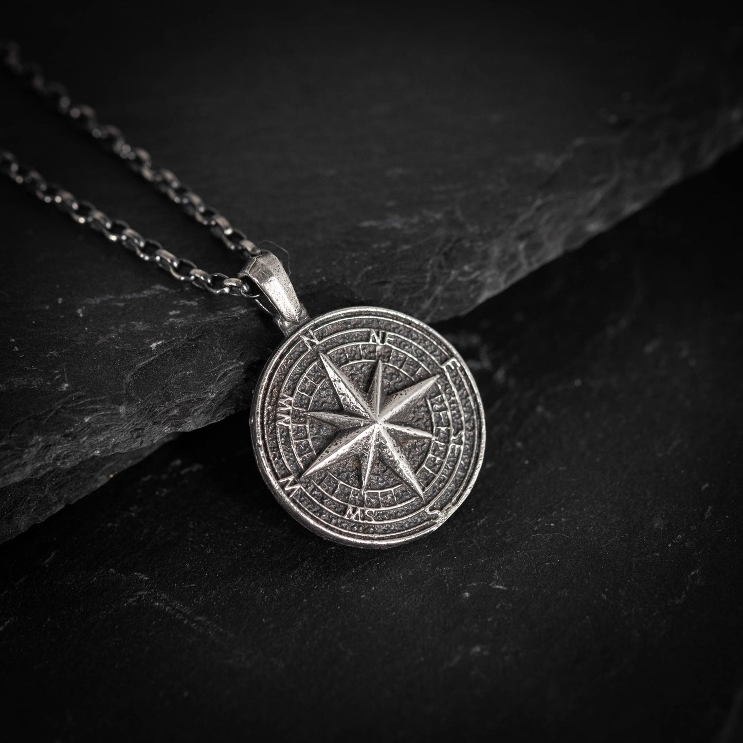 Mens Personalized Silver Compass pendant necklace, Travel wanderlust necklace gift, Adventure mens gift, custom necklace, Christmas gifts