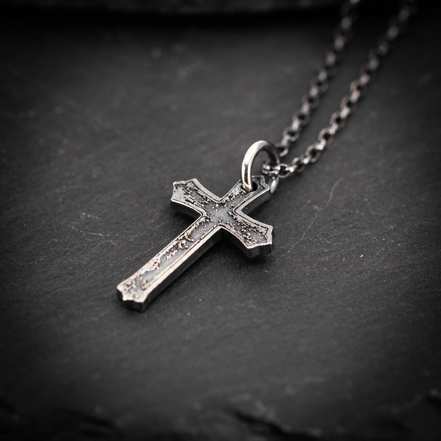 Men’s Silver Cross Necklace – Personalized Handmade Christian Jewelry, Faith Symbol Pendant, Religious Gift for Husband or Boyfriend