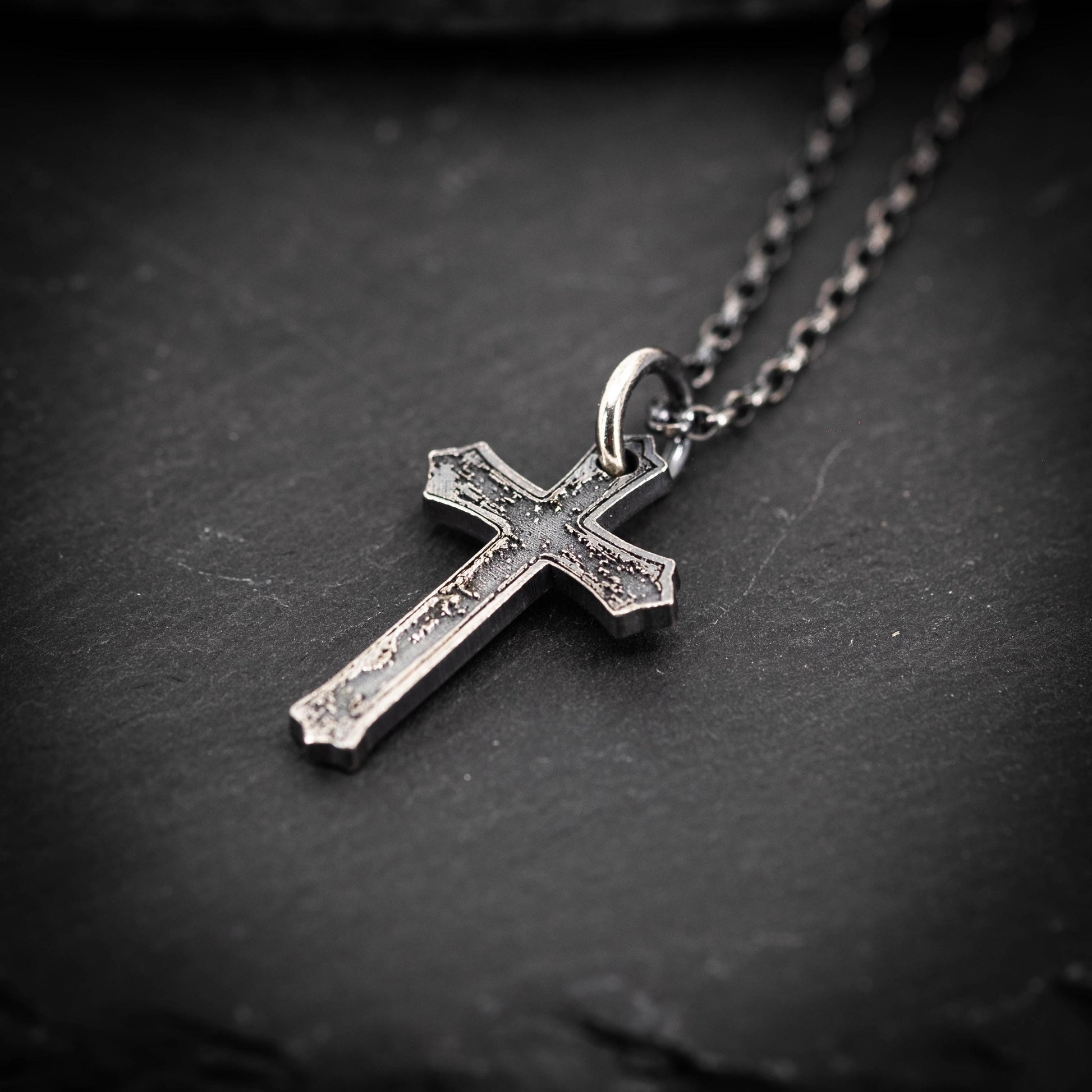 Men’s Silver Cross Necklace – Personalized Handmade Christian Jewelry, Faith Symbol Pendant, Religious Gift for Husband or Boyfriend