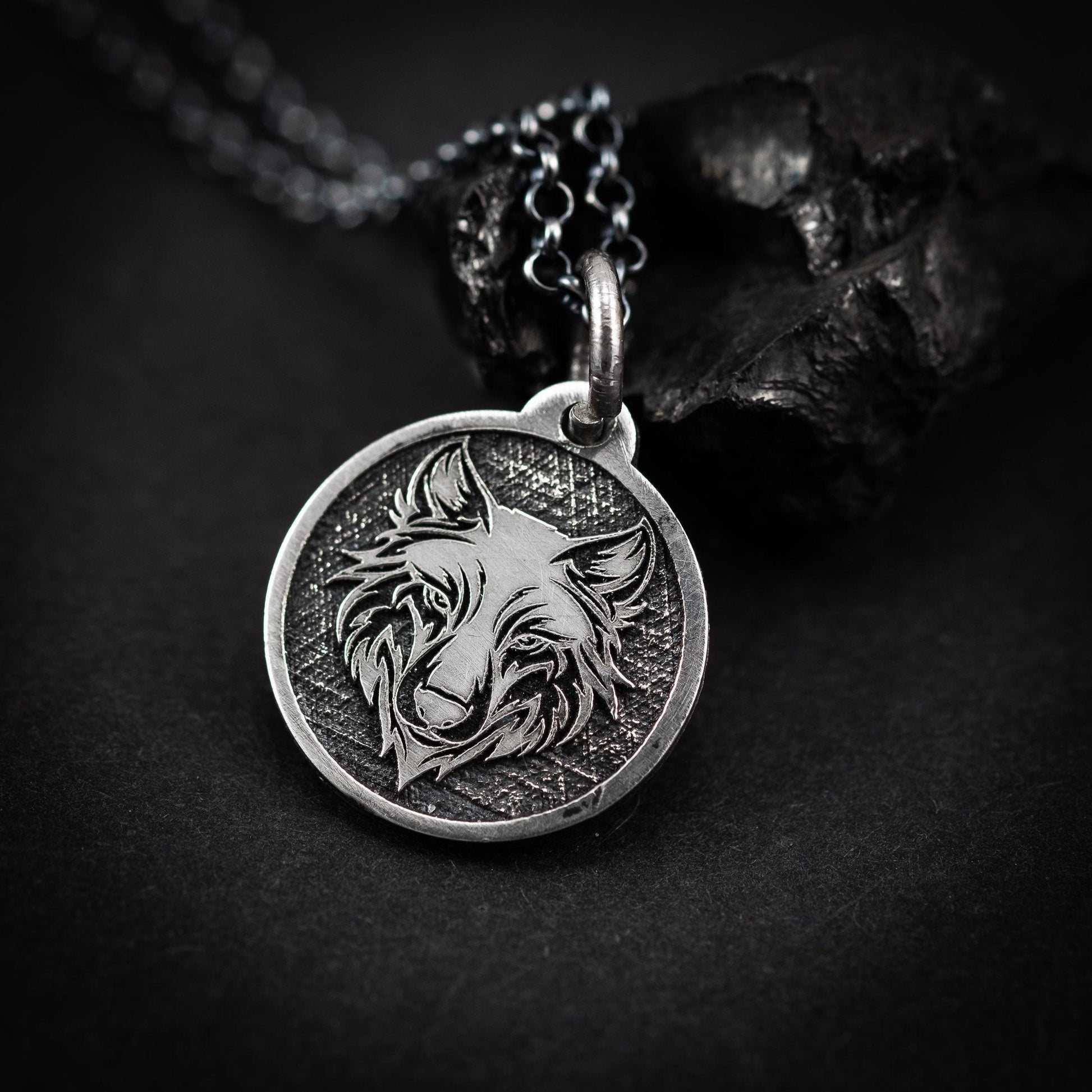 Wild Wolf Silver Men Necklace, Best Wolf Men Necklace, Nodric Wolf Charm Chain, Necklace For Men, Best Friend Gift Necklace