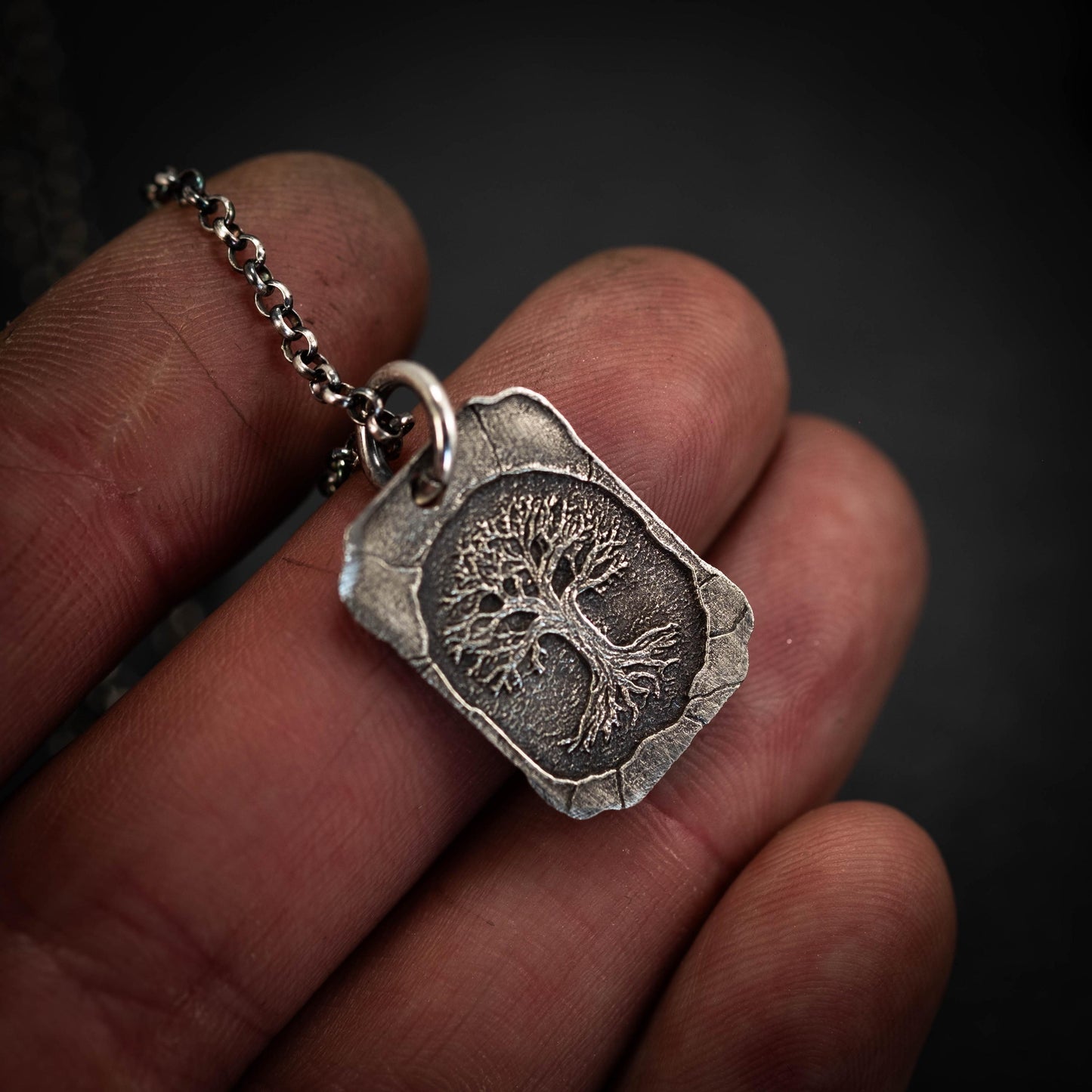 Silver Tree of Life pendant necklace, Unique mens jewelry, Personalized rustic necklace, men gift