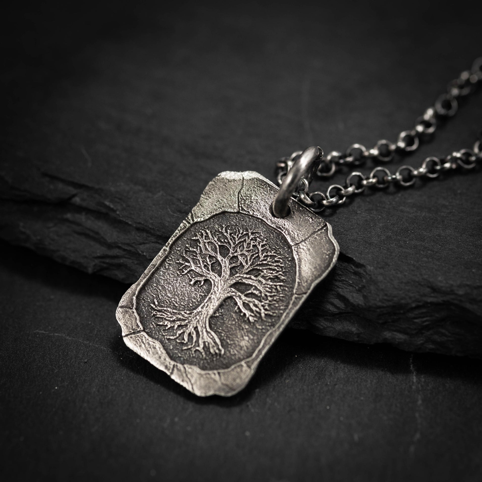 Silver Tree of Life pendant necklace, Unique mens jewelry, Personalized rustic necklace, men gift
