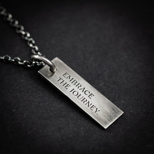 Personalized Quote engraved Custom silver mens necklace pendant, Date handmade unique silver jewelry, mens Christmas gift, anniversary gift
