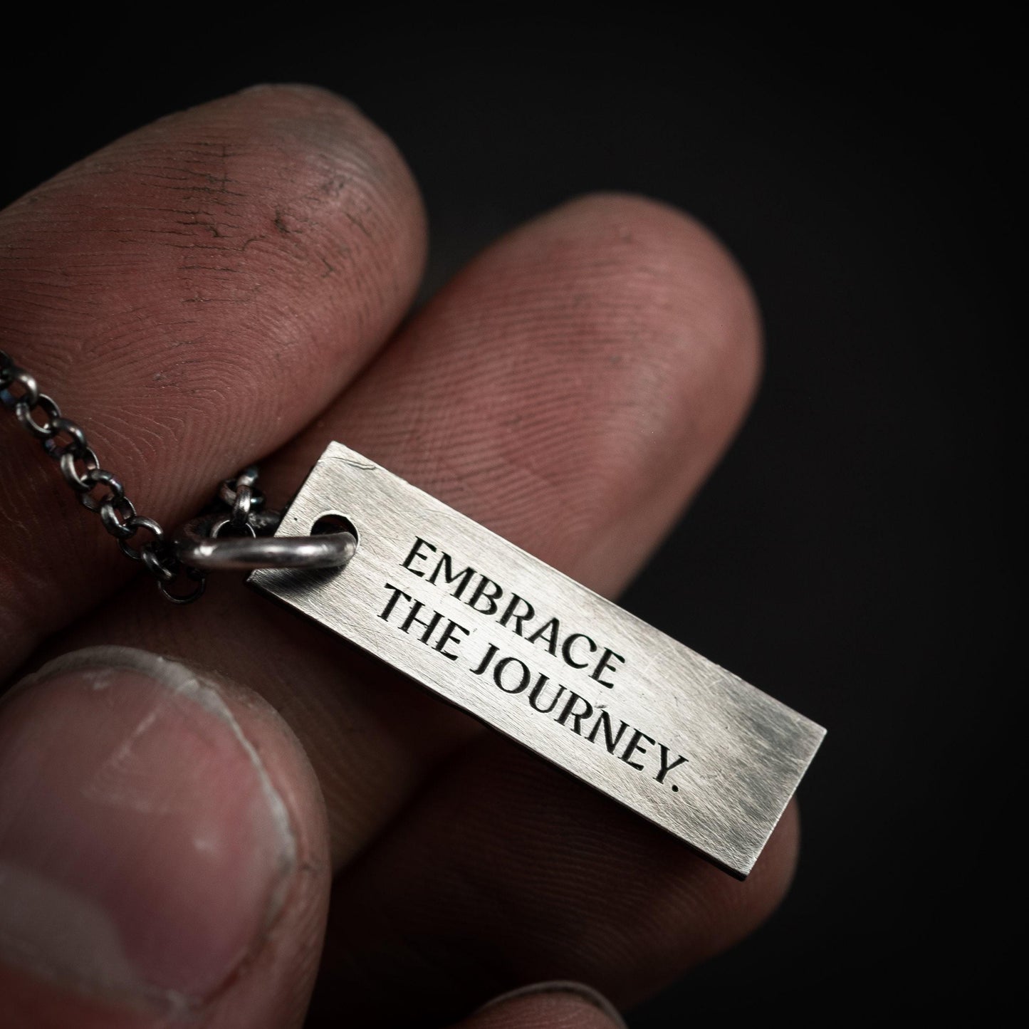 Personalized Quote engraved Custom silver mens necklace pendant, Date handmade unique silver jewelry, mens Christmas gift, anniversary gift