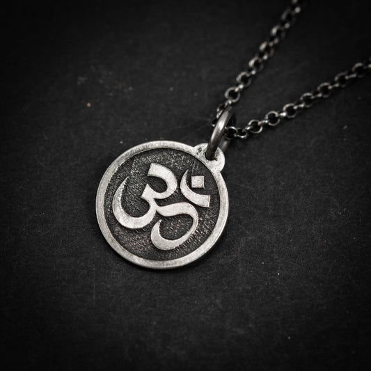 Om Silver Yoga Pendant Necklace, Buddhist Spiritual Jewelry, Meditation Gift for Him or Her