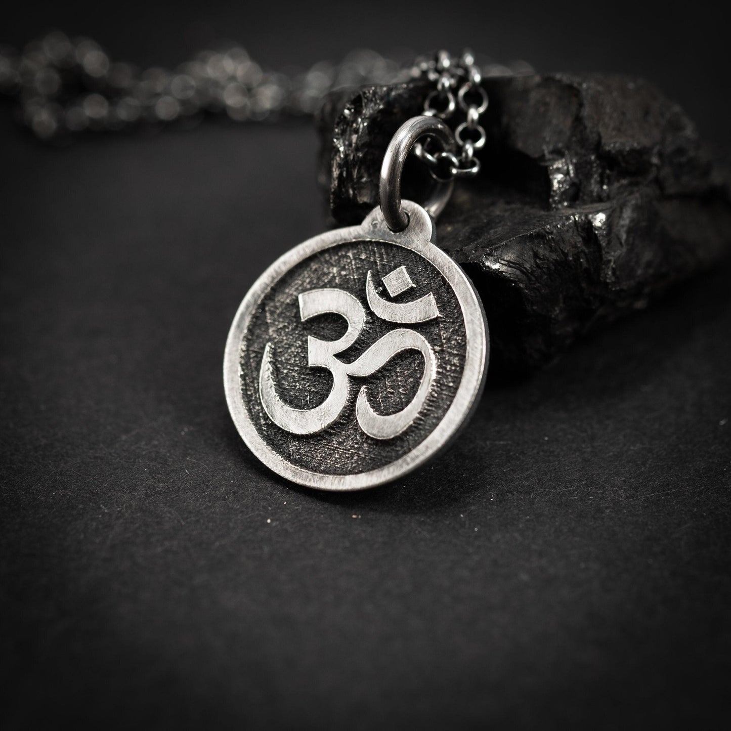 Om Silver Yoga Pendant Necklace, Buddhist Spiritual Jewelry, Meditation Gift for Him or Her