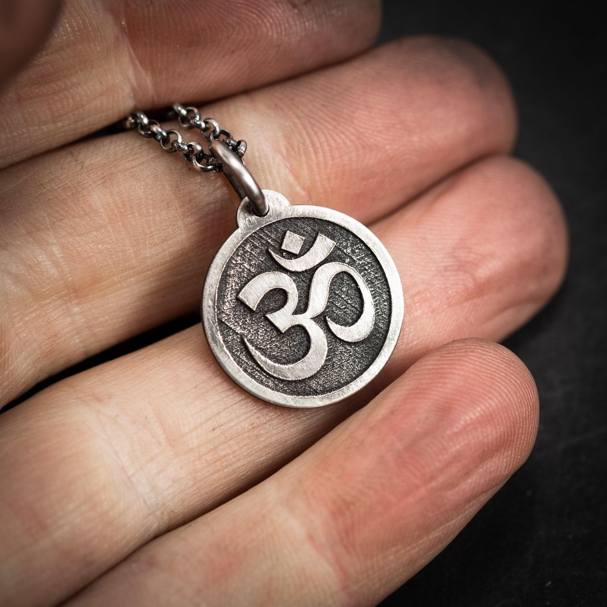 Om Silver Yoga Pendant Necklace, Buddhist Spiritual Jewelry, Meditation Gift for Him or Her