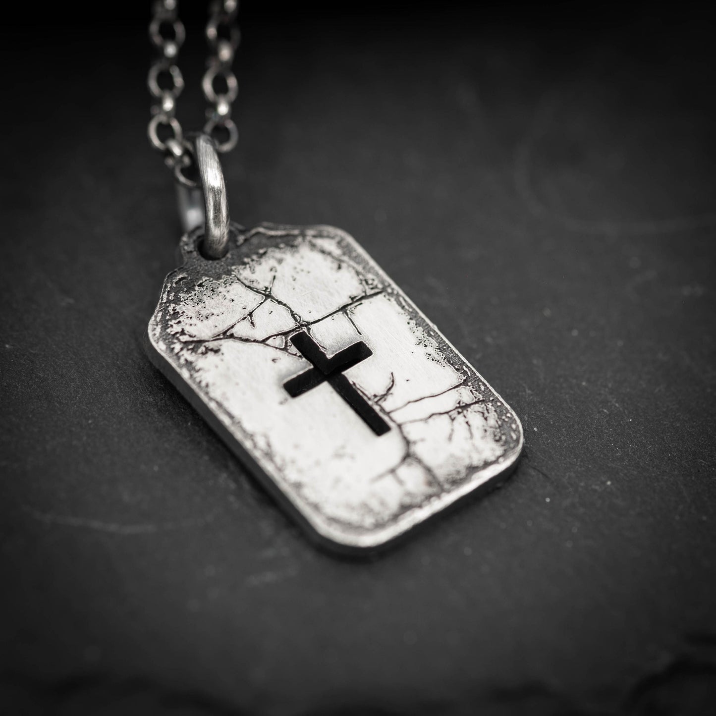 Silver Cross Mens Christian Dog Tag Necklace, Christmas gifts, Strength pendant necklace, Christian gifts, Handmade jewelry, Boyfriend gift,