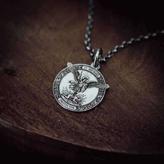 Silver St. Michael the Archangel Silver Necklace, Personalized Men's Handmade Religious Jewelry, Protection Amulet Pendant, Christian Gift