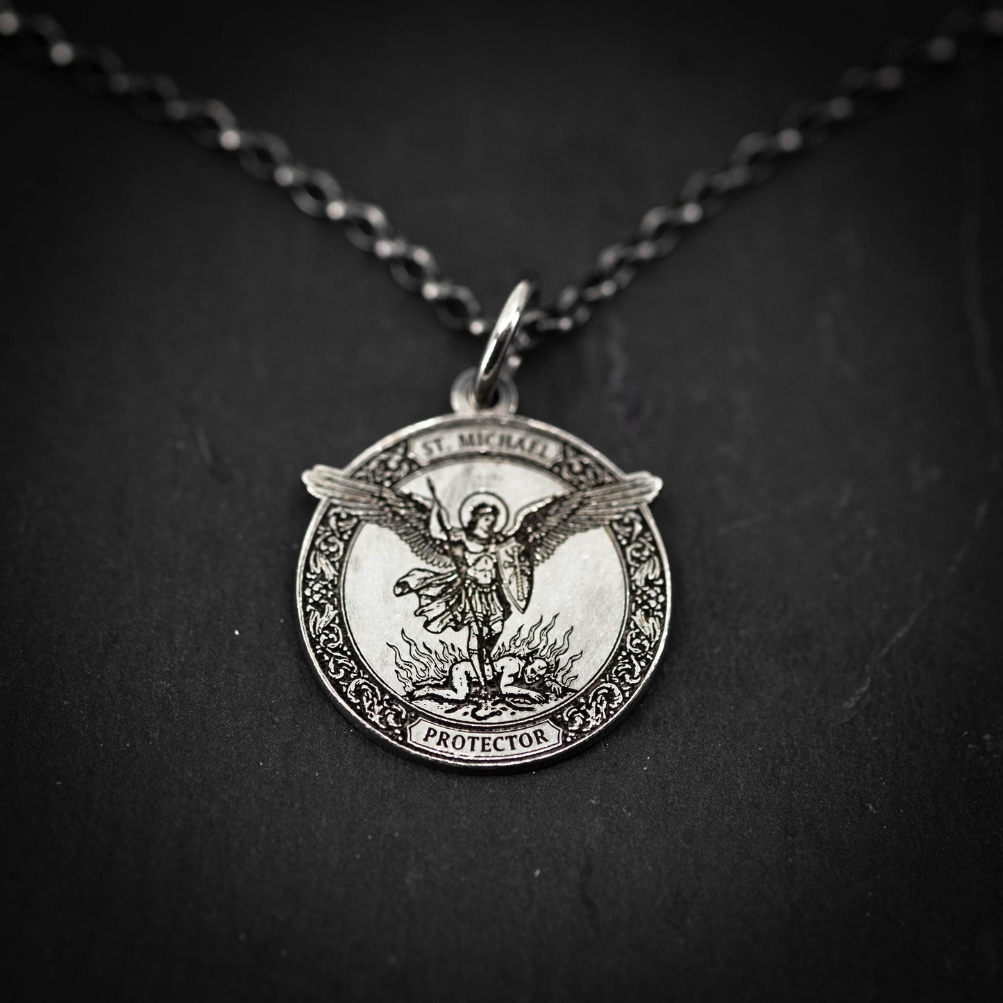 Silver St. Michael the Archangel Silver Necklace, Personalized Men's Handmade Religious Jewelry, Protection Amulet Pendant, Christian Gift