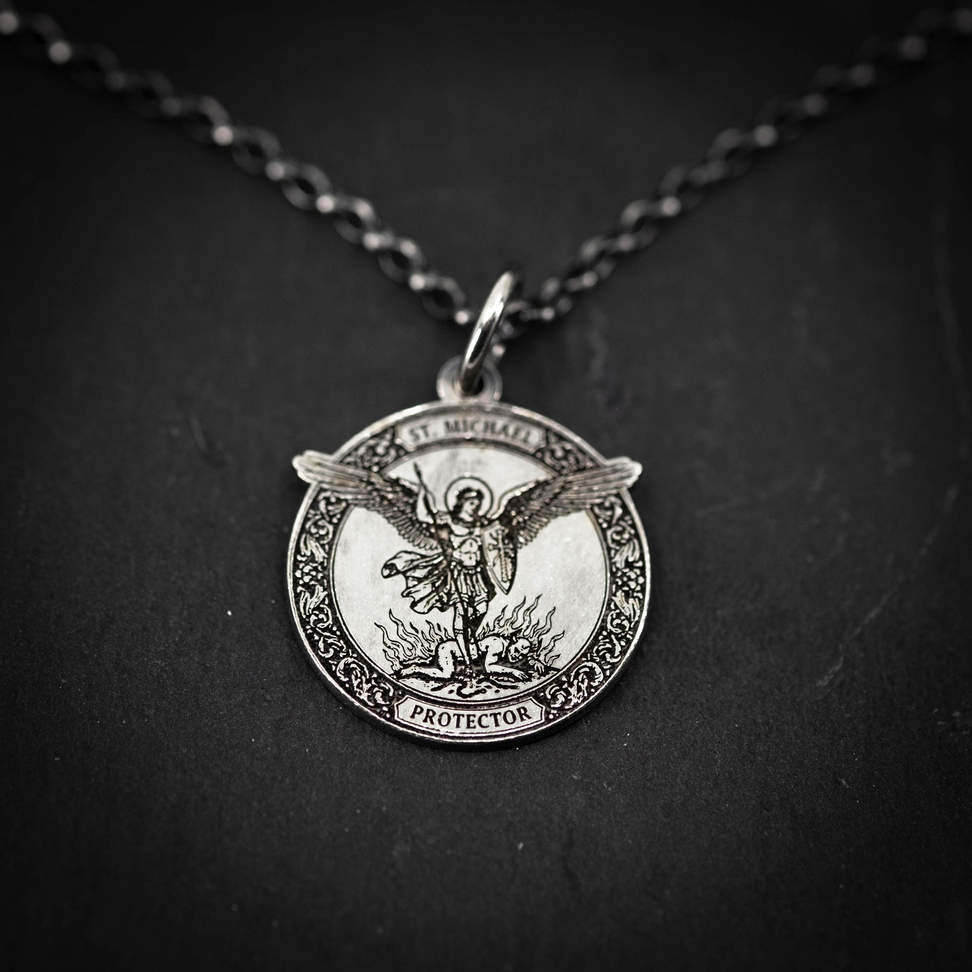 Silver St. Michael the Archangel Silver Necklace, Personalized Men's Handmade Religious Jewelry, Protection Amulet Pendant, Christian Gift