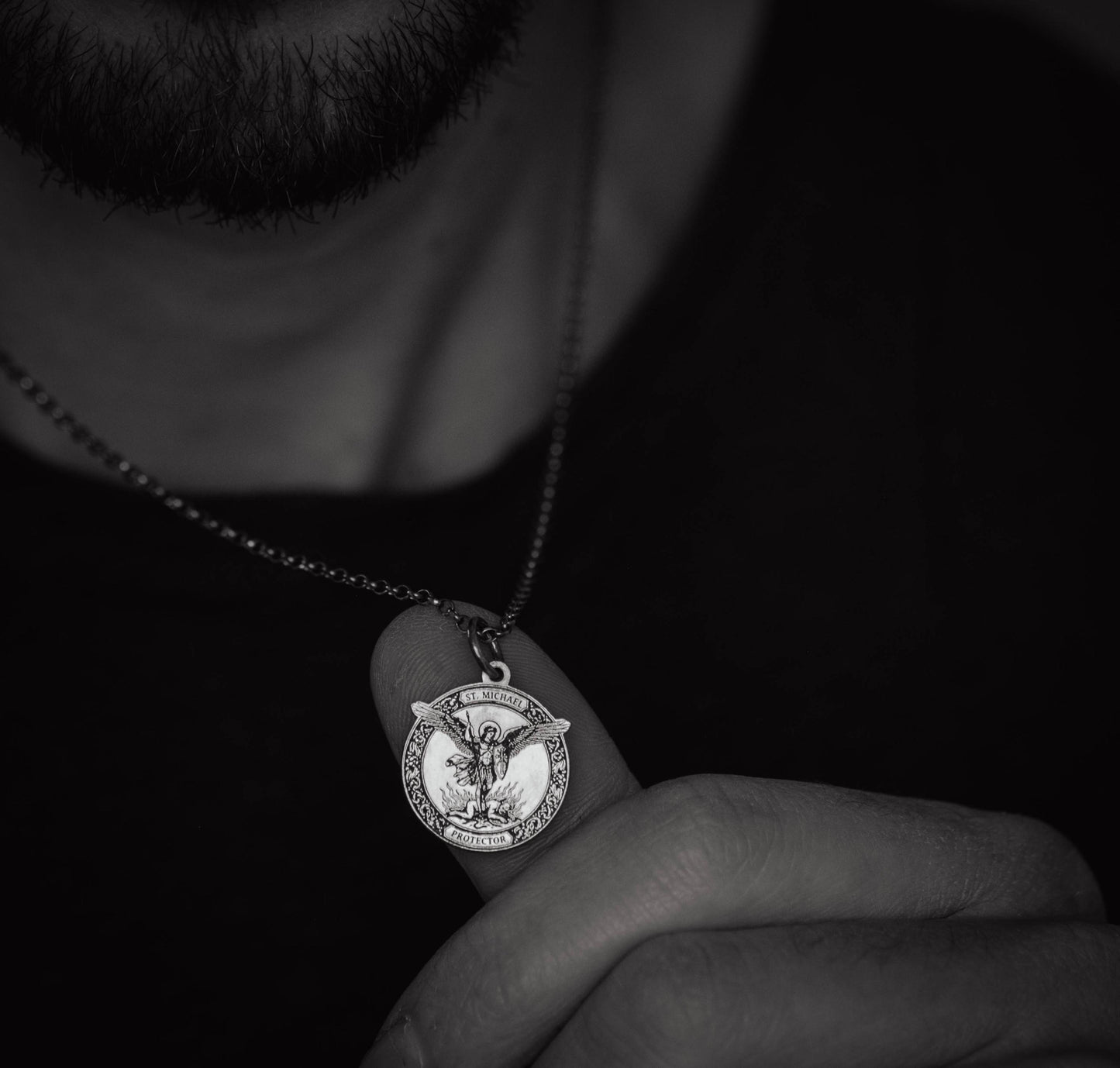 Silver St. Michael the Archangel Silver Necklace, Personalized Men's Handmade Religious Jewelry, Protection Amulet Pendant, Christian Gift