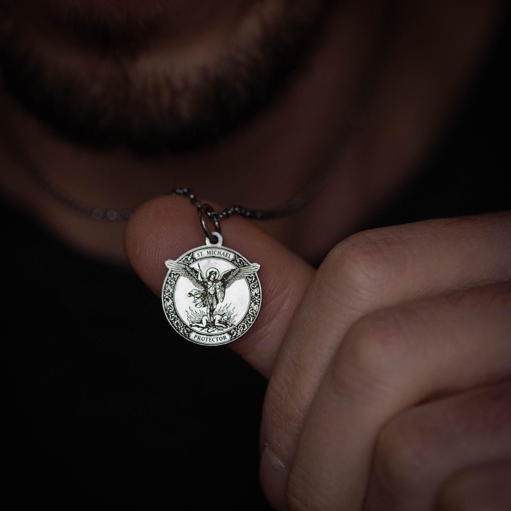 Silver St. Michael the Archangel Silver Necklace, Personalized Men's Handmade Religious Jewelry, Protection Amulet Pendant, Christian Gift