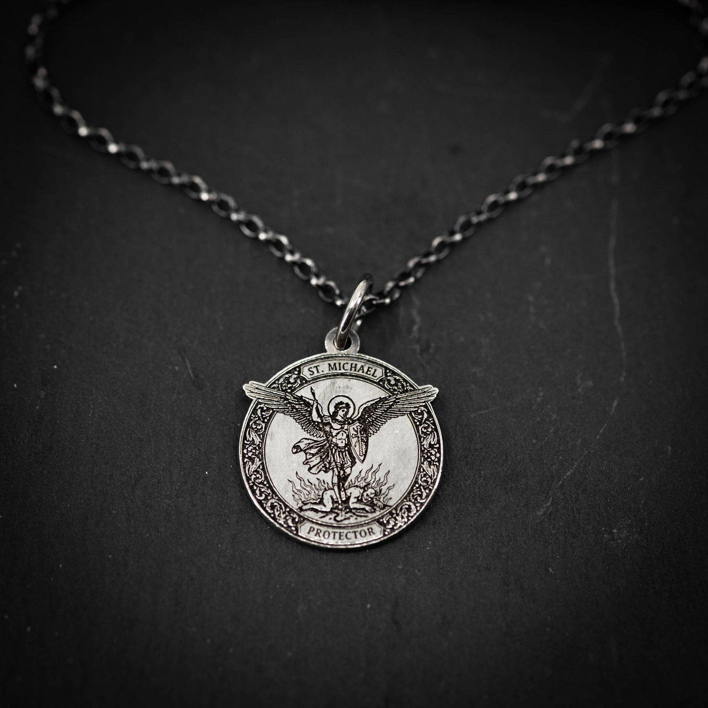 Silver St. Michael the Archangel Silver Necklace, Personalized Men's Handmade Religious Jewelry, Protection Amulet Pendant, Christian Gift
