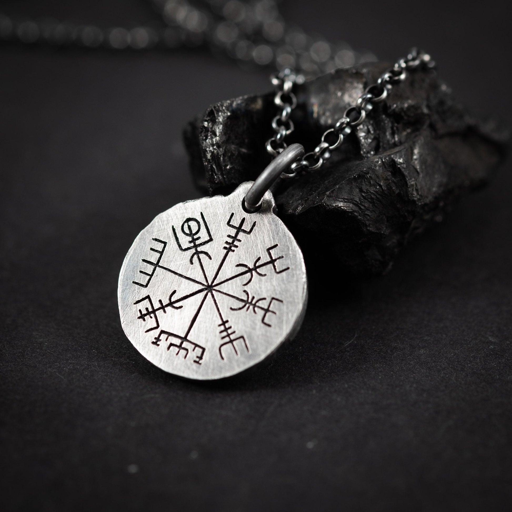 Silver Vegvisir Viking compass mens pendant necklace, Silver norse jewelry, Viking compass,mens gift, norse mythology, Personalized engraved