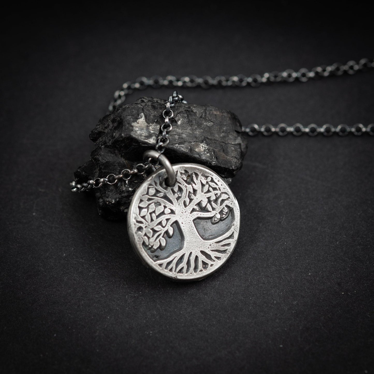 Norse Tree of Life Necklace, Sterling Silver (Oxidized Rustic Finish)