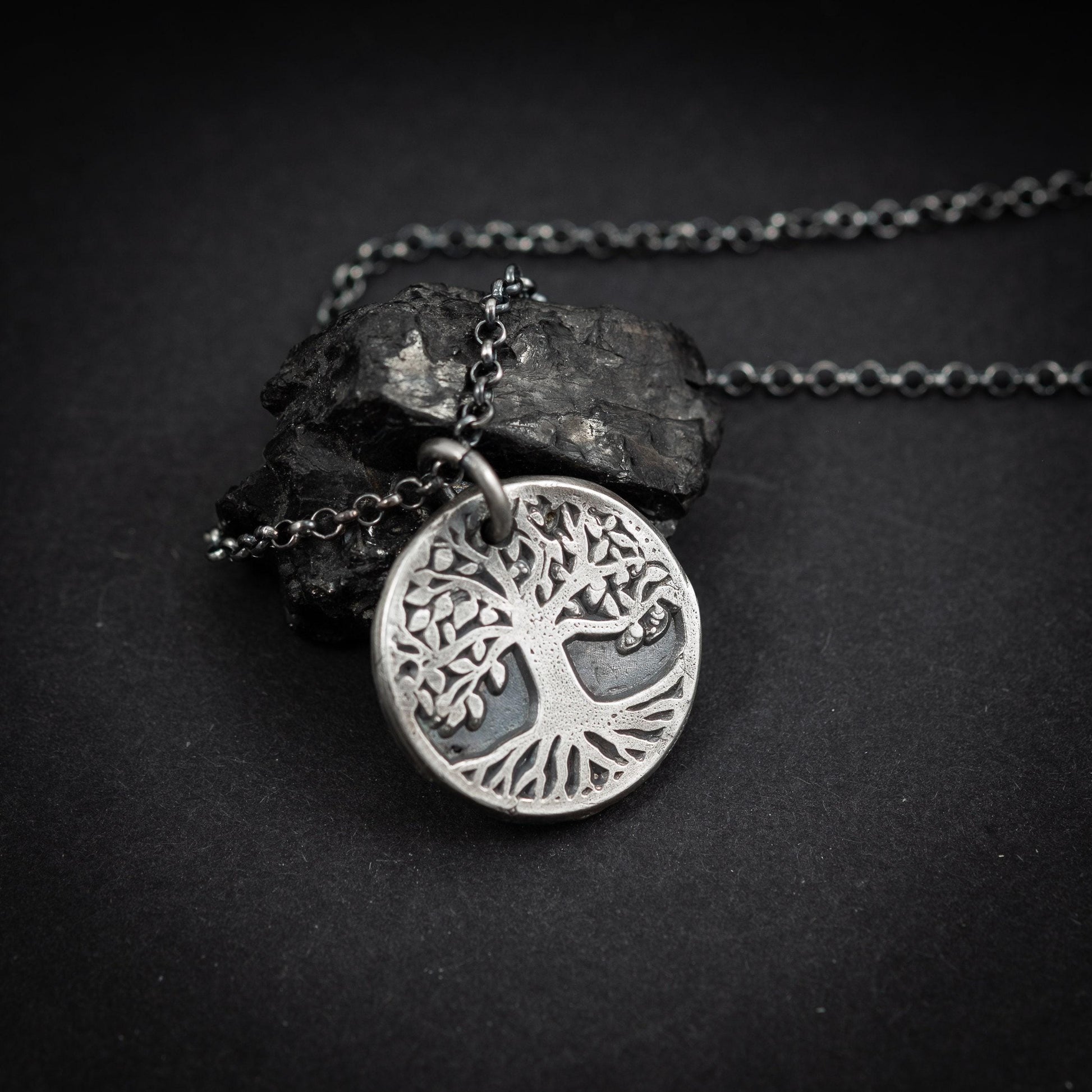 Norse Tree of Life Necklace, Sterling Silver (Oxidized Rustic Finish)