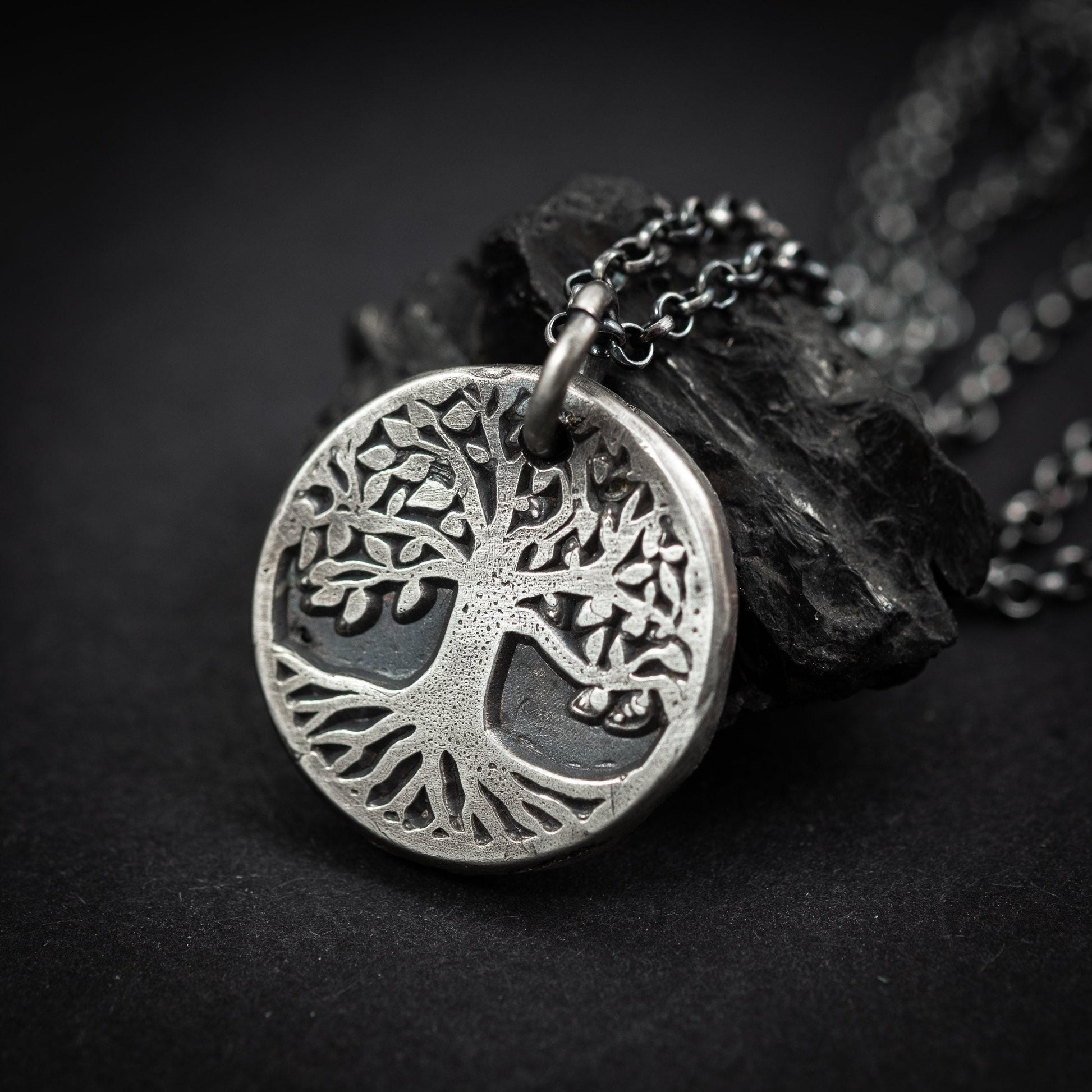 Yggdrasil Pendant - Oxidized Silver Necklace - Rustic Norse Tree of Life Design, Sterling 925, Handmade Gift